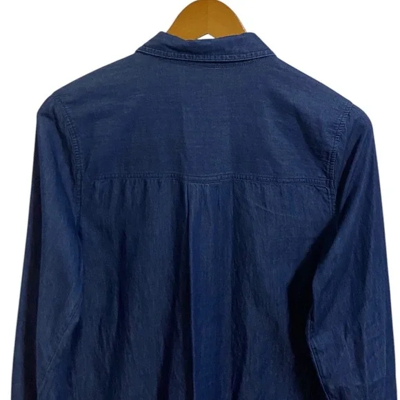 Old Navy Chambray Denim Shirt Dress Long Sleeve Cotton Tunic Western Boho Size M - Picture 9 of 11